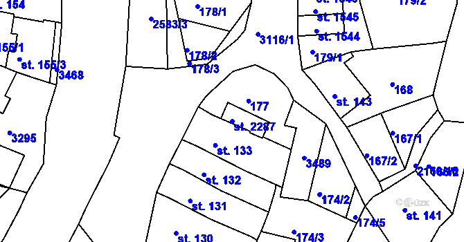 Parcela st. 2287 v KÚ Nejdek, Katastrální mapa