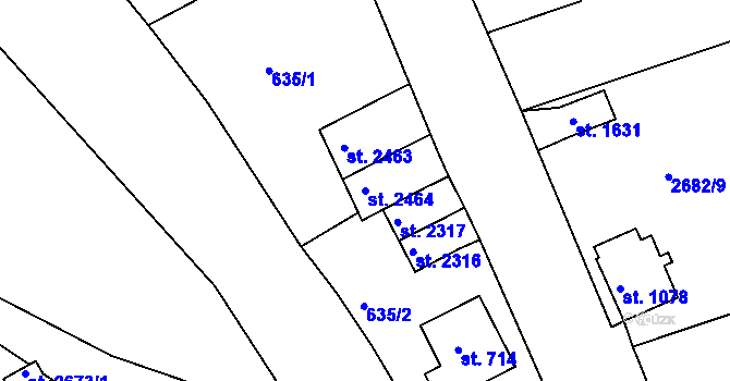 Parcela st. 2464 v KÚ Nejdek, Katastrální mapa