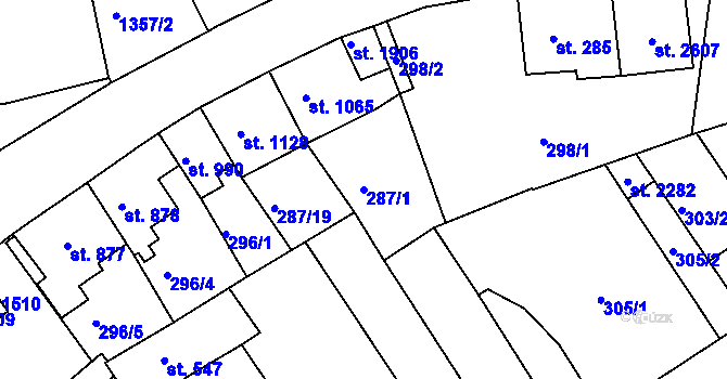 Parcela st. 287/1 v KÚ Nejdek, Katastrální mapa