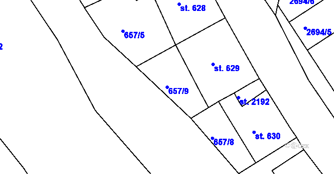 Parcela st. 657/9 v KÚ Nejdek, Katastrální mapa