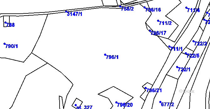 Parcela st. 796/1 v KÚ Nejdek, Katastrální mapa