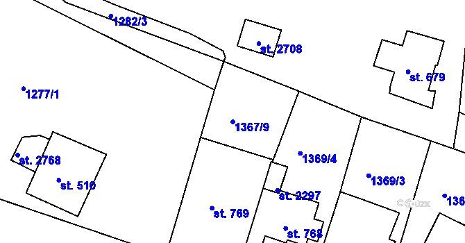 Parcela st. 1367/9 v KÚ Nejdek, Katastrální mapa