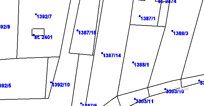 Parcela st. 1387/14 v KÚ Nejdek, Katastrální mapa