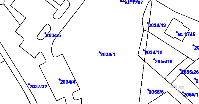 Parcela st. 2034/1 v KÚ Nejdek, Katastrální mapa