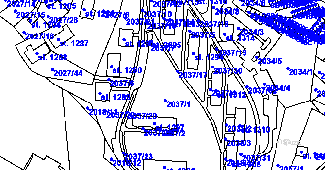 Parcela st. 2037/1 v KÚ Nejdek, Katastrální mapa