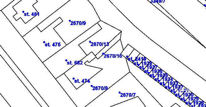 Parcela st. 2670/16 v KÚ Nejdek, Katastrální mapa
