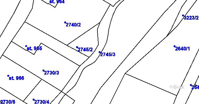 Parcela st. 2745/3 v KÚ Nejdek, Katastrální mapa