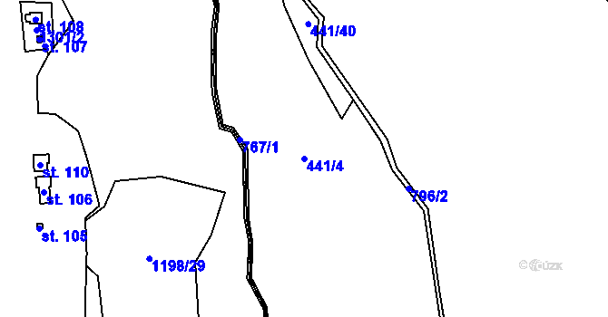 Parcela st. 441/4 v KÚ Oldřichov u Nejdku, Katastrální mapa
