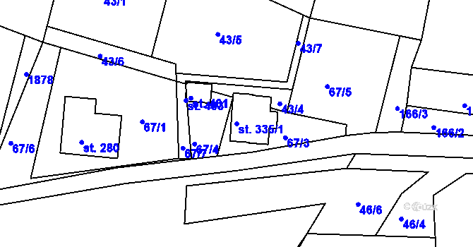 Parcela st. 335/1 v KÚ Rudné, Katastrální mapa