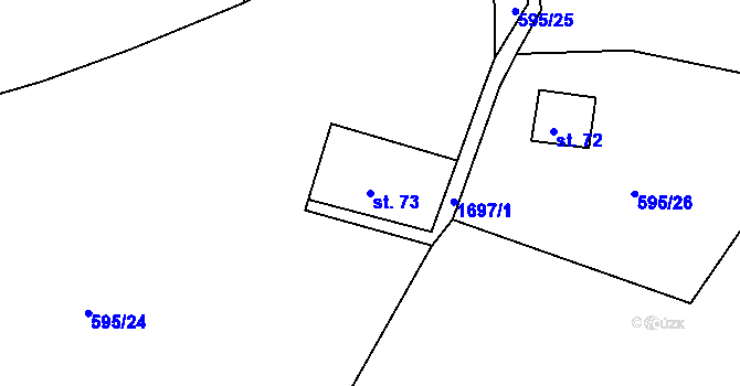 Parcela st. 73 v KÚ Rudné, Katastrální mapa