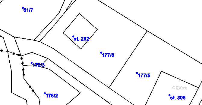 Parcela st. 177/6 v KÚ Rudné, Katastrální mapa