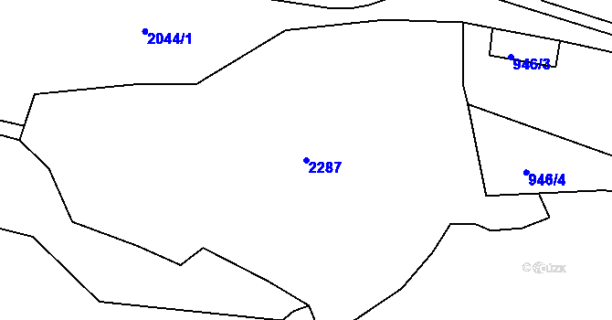 Parcela st. 2287 v KÚ Rudné, Katastrální mapa