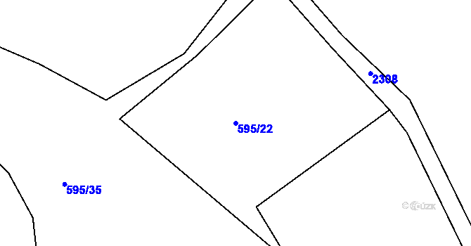 Parcela st. 595/22 v KÚ Rudné, Katastrální mapa