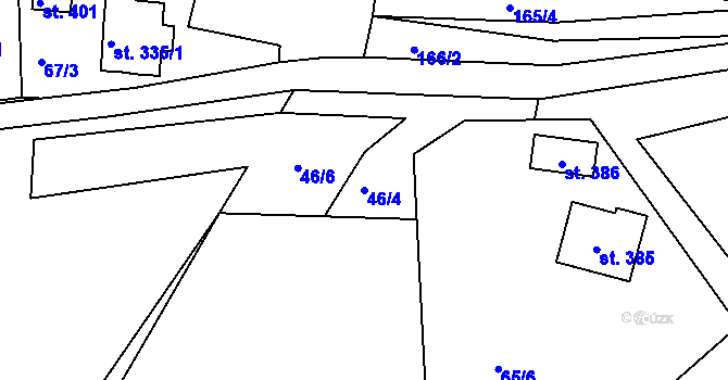 Parcela st. 46/4 v KÚ Rudné, Katastrální mapa