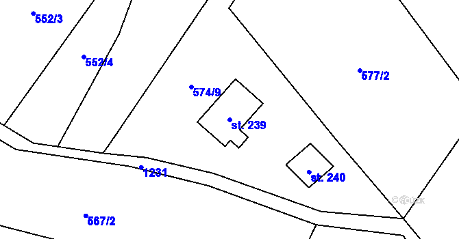 Parcela st. 239 v KÚ Tisová u Nejdku, Katastrální mapa