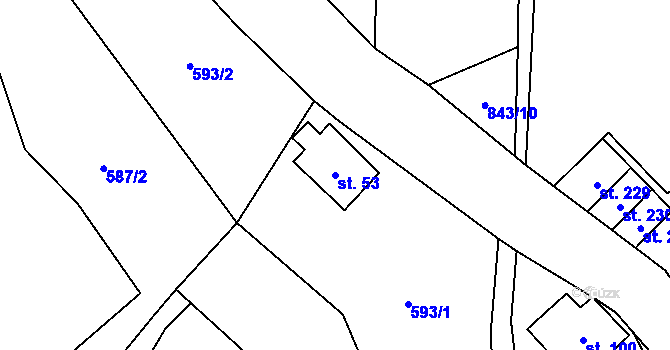 Parcela st. 53 v KÚ Tisová u Nejdku, Katastrální mapa