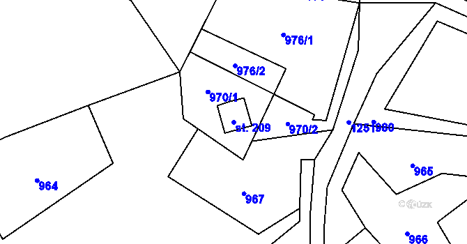 Parcela st. 209 v KÚ Tisová u Nejdku, Katastrální mapa