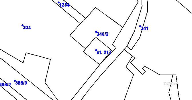 Parcela st. 217 v KÚ Tisová u Nejdku, Katastrální mapa
