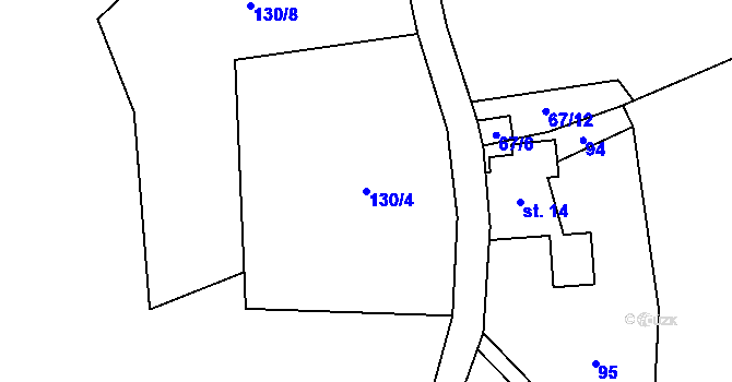 Parcela st. 130/4 v KÚ Vysoká Pec u Nejdku, Katastrální mapa