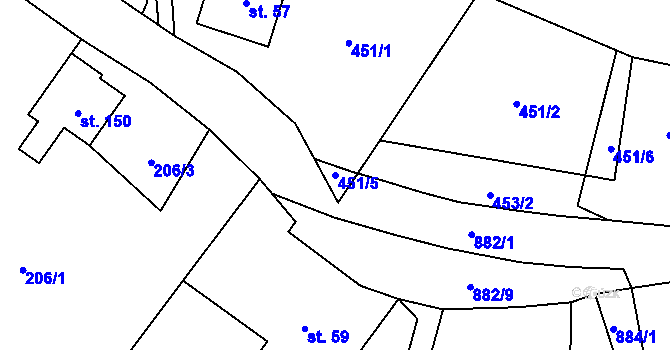 Parcela st. 451/5 v KÚ Vysoká Pec u Nejdku, Katastrální mapa