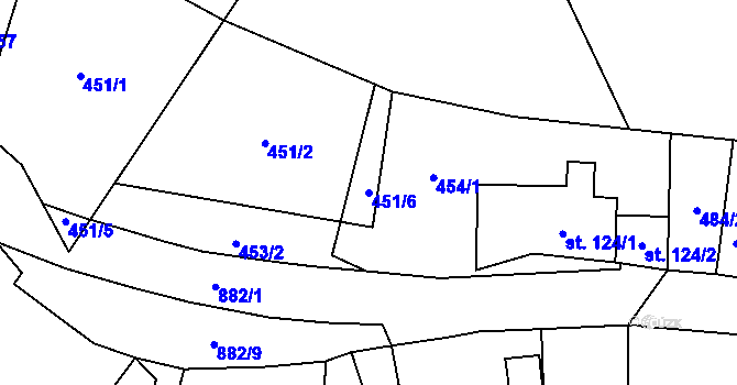 Parcela st. 451/6 v KÚ Vysoká Pec u Nejdku, Katastrální mapa