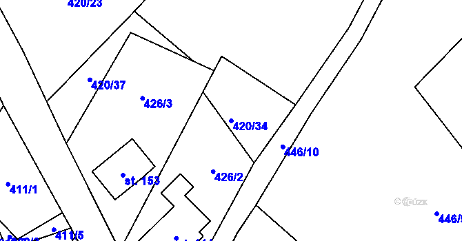 Parcela st. 420/34 v KÚ Vysoká Pec u Nejdku, Katastrální mapa