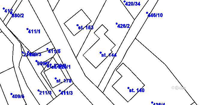 Parcela st. 144 v KÚ Vysoká Pec u Nejdku, Katastrální mapa