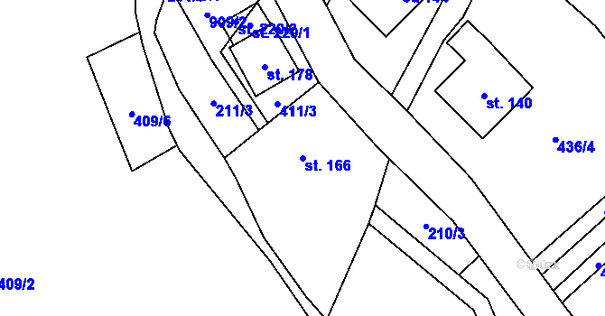 Parcela st. 166 v KÚ Vysoká Pec u Nejdku, Katastrální mapa