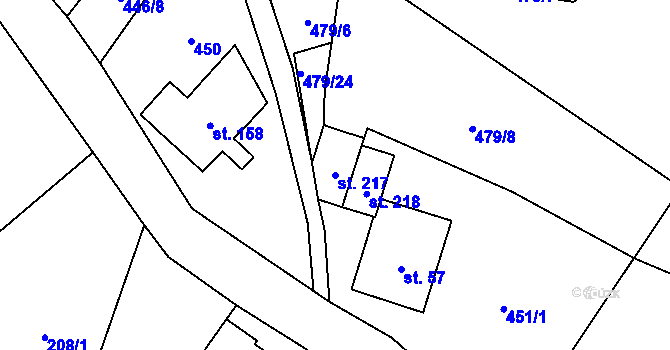 Parcela st. 217 v KÚ Vysoká Pec u Nejdku, Katastrální mapa