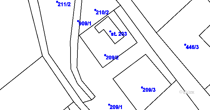 Parcela st. 209/2 v KÚ Vysoká Pec u Nejdku, Katastrální mapa
