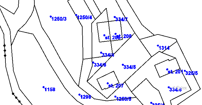 Parcela st. 334/4 v KÚ Vysoká Pec u Nejdku, Katastrální mapa