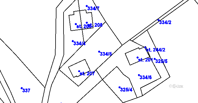 Parcela st. 334/5 v KÚ Vysoká Pec u Nejdku, Katastrální mapa