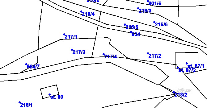 Parcela st. 217/4 v KÚ Nejdek u Hranic, Katastrální mapa