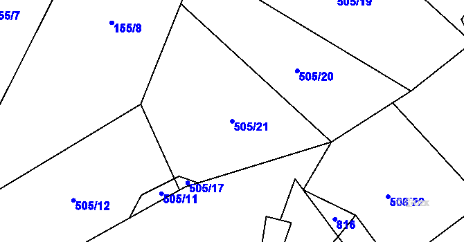 Parcela st. 505/21 v KÚ Klouzovy u Chotěboře, Katastrální mapa