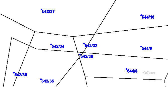 Parcela st. 542/32 v KÚ Klouzovy u Chotěboře, Katastrální mapa