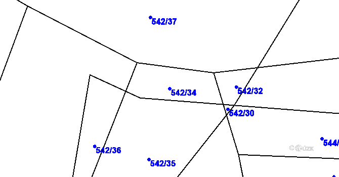 Parcela st. 542/34 v KÚ Klouzovy u Chotěboře, Katastrální mapa
