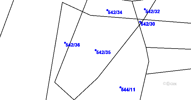 Parcela st. 542/35 v KÚ Klouzovy u Chotěboře, Katastrální mapa