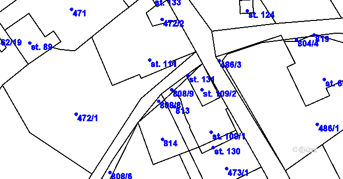 Parcela st. 808/9 v KÚ Klouzovy u Chotěboře, Katastrální mapa