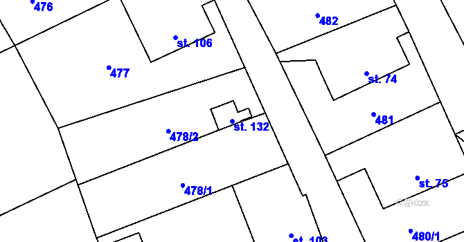 Parcela st. 132 v KÚ Klouzovy u Chotěboře, Katastrální mapa