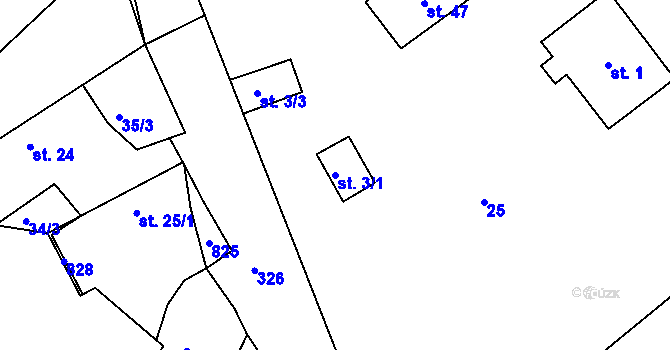 Parcela st. 3/1 v KÚ Nejepín, Katastrální mapa