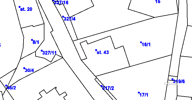 Parcela st. 43 v KÚ Nejepín, Katastrální mapa