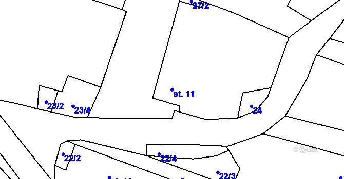 Parcela st. 11 v KÚ Lhotka u Nekmíře, Katastrální mapa