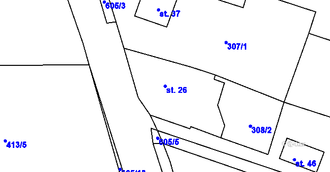 Parcela st. 26 v KÚ Lhotka u Nekmíře, Katastrální mapa