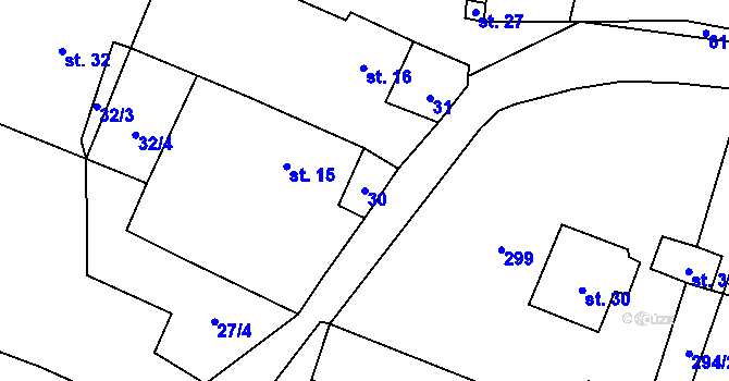Parcela st. 30 v KÚ Lhotka u Nekmíře, Katastrální mapa