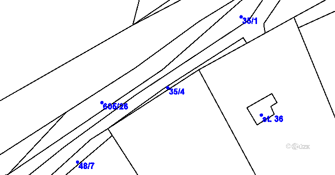 Parcela st. 35/4 v KÚ Lhotka u Nekmíře, Katastrální mapa