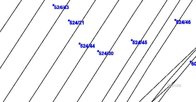 Parcela st. 524/30 v KÚ Lhotka u Nekmíře, Katastrální mapa