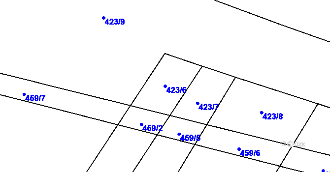 Parcela st. 423/6 v KÚ Lhotka u Nekmíře, Katastrální mapa