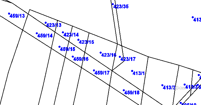 Parcela st. 423/16 v KÚ Lhotka u Nekmíře, Katastrální mapa