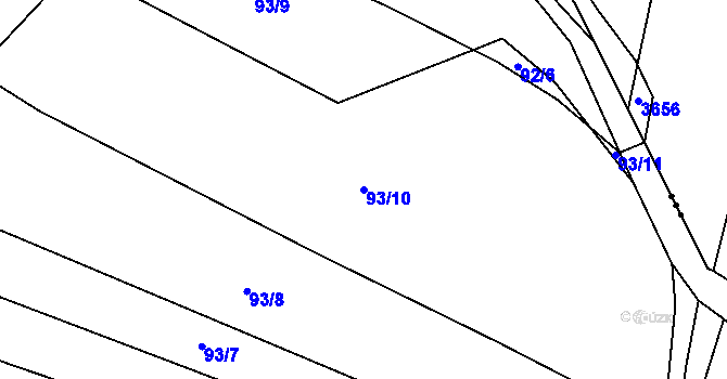 Parcela st. 93/10 v KÚ Lhotka u Nekmíře, Katastrální mapa