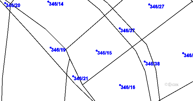 Parcela st. 346/15 v KÚ Lhotka u Nekmíře, Katastrální mapa